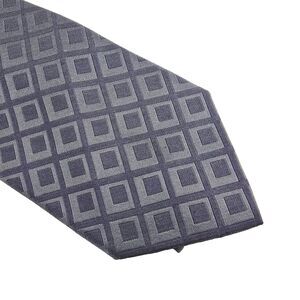 Bugatchi Uomo Mens Blue Geometric Diamond Silk Neck Tie 3.5” Wide 58.5” Long